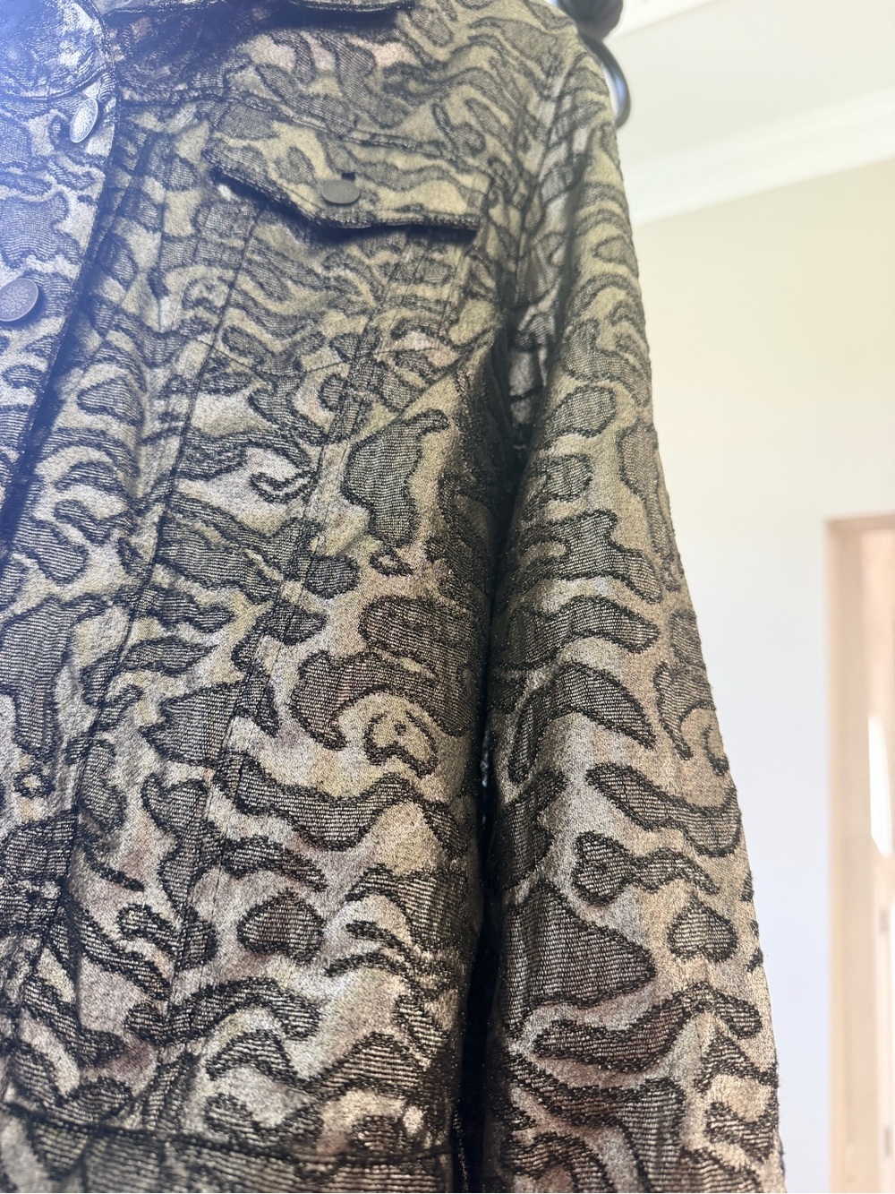 Chico's Gray Patterned Jean Jacket - Picture 3 of 6